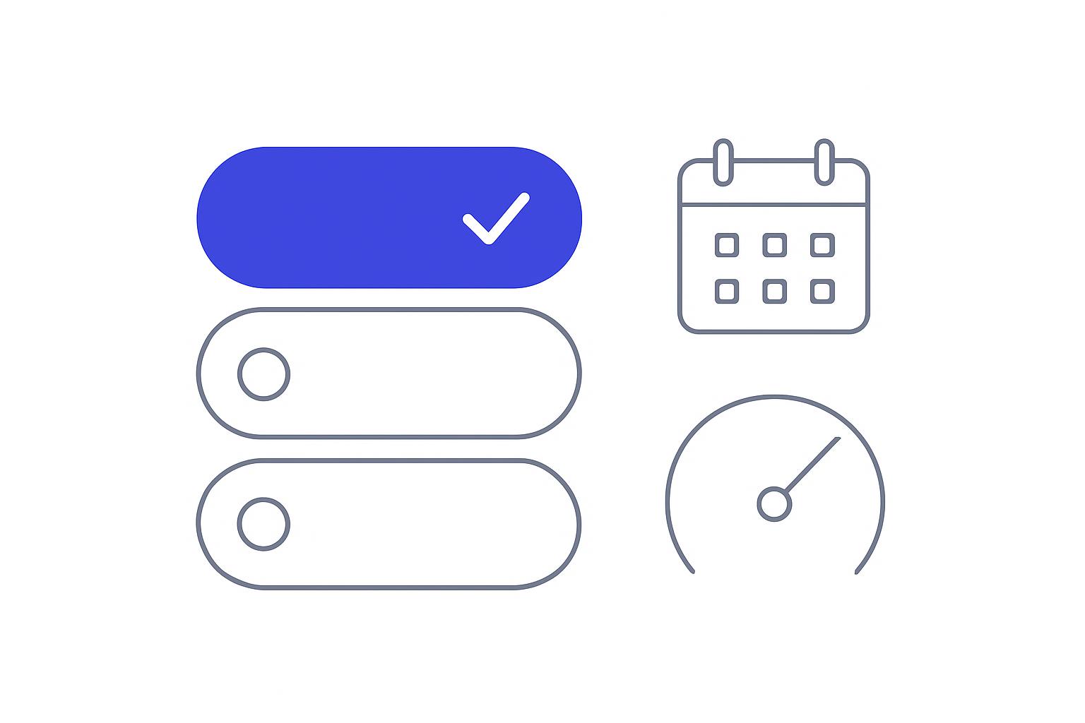 A minimalist lab-style diagram of stacked framework version chips with the current version highlighted in indigo and older versions faded, on a white background.